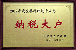 2012年度全县税收过千万元纳税大户企业